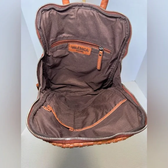 Vilenca Holland Emilia Intrecciato woven leather backpack Anthropologie VILENCA HOLLAND BACKPACK Bag “Emilia” Cognac  main image 4